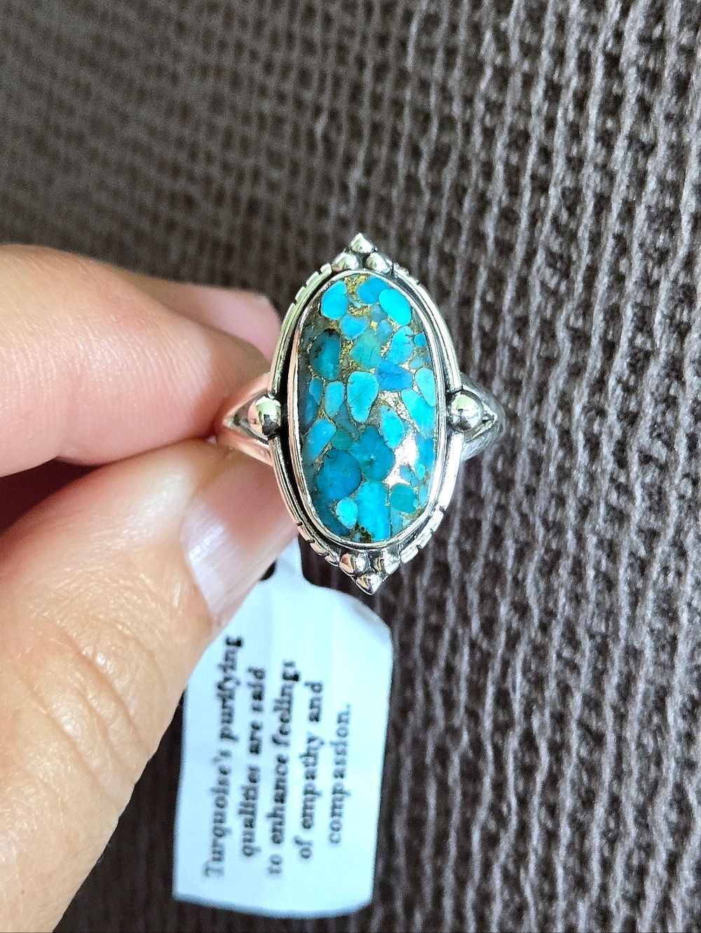 Shivam Oval Shaped Blue💙 Copper Turquoise Statement Ring💍 - NWT - Picture 16 of 16